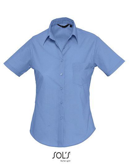 Popeline-Blouse Escape Short Sleeve Middle Blue XXL