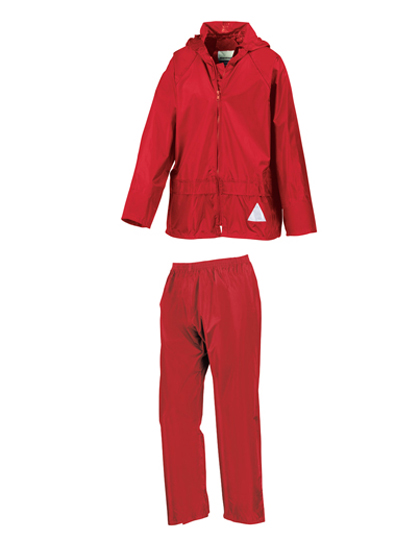 Junior Waterproof Jacket & Trouser Set Red XL (11-12)