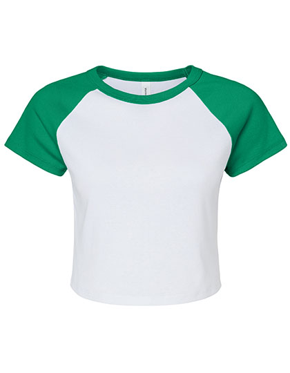 Women´s Micro Rib Raglan Baby Tee White / Kelly XXL