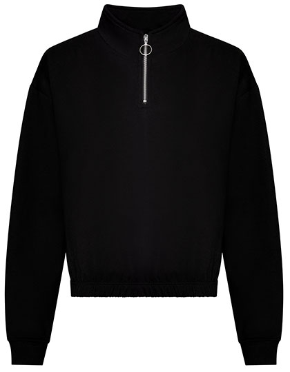 Women´s Cropped 1/4 Zip Sweat Deep Black XL