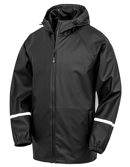 Prism PU Waterproof Jacket with Reflective Bands & Recycled Backing Black 4XL