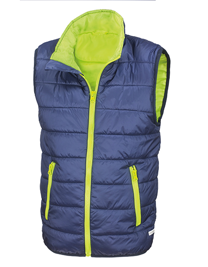 Junior Soft Padded Bodywarmer Navy / Lime L (9-10)
