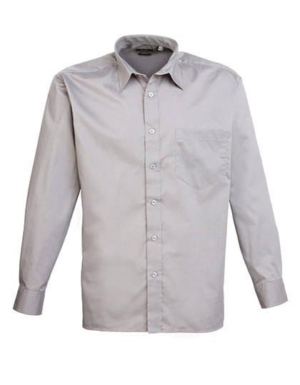 Men´s Poplin Long Sleeve Shirt Silver (ca. Pantone Cool Gray 7C) 48 (19)