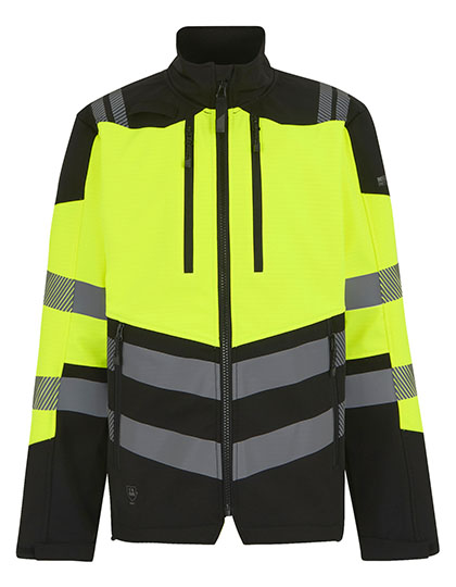 Hi-Vis X-Pro 3 Layer Softshell Jacket (Class 2) Black / Yellow 4XL