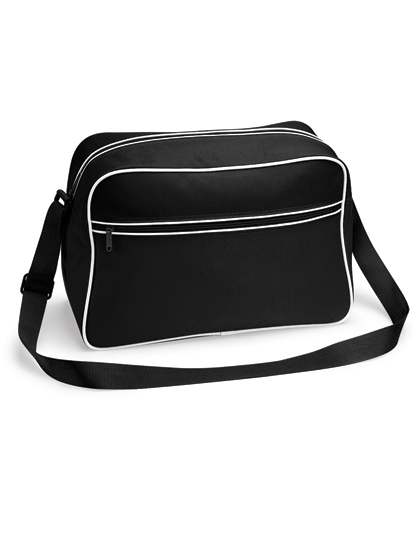 Retro Shoulder Bag Black / White 40 x 28 x 18 cm