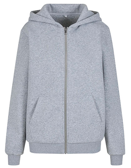 Build Your Brand Ladies Fluffy Zip Hoody Heather Grey 5XL
