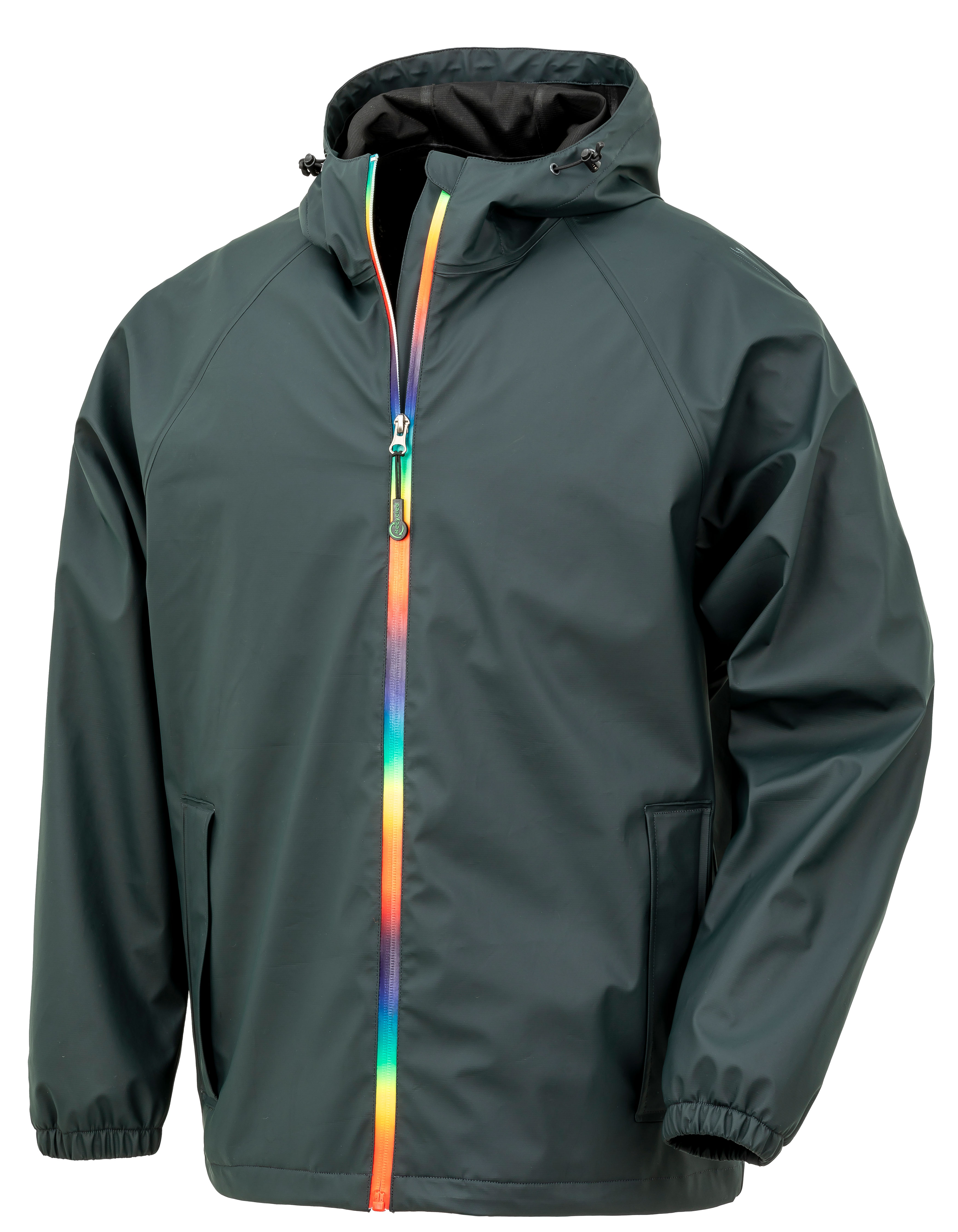 Rainbow Prism PU Waterproof Jacket With Recycled Backing Black Olive 4XL