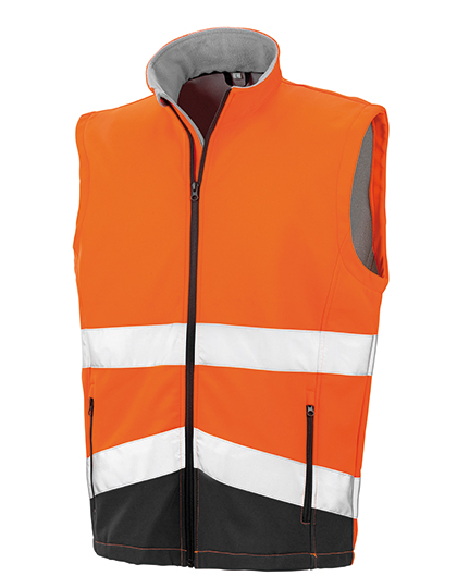 Printable Safety Softshell Gilet Fluorescent Orange / Black 4XL