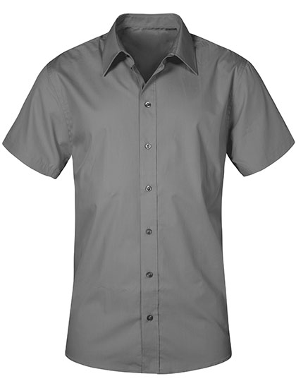 Men´s Poplin Shirt Short Sleeve Steel Grey (Solid) 5XL