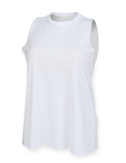 Women´s High Neck Slash Armhole Vest White XXL
