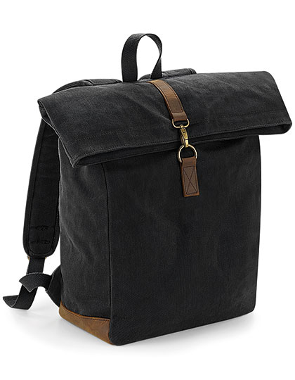 Heritage Waxed Canvas Backpack Black 30 x 40 x 14 cm