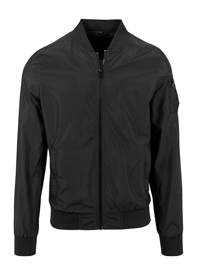 Build Your Brand Nylon Bomber Jacket Black 5XL