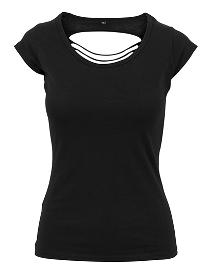 Build Your Brand Damen Back Cut Tee Black XL