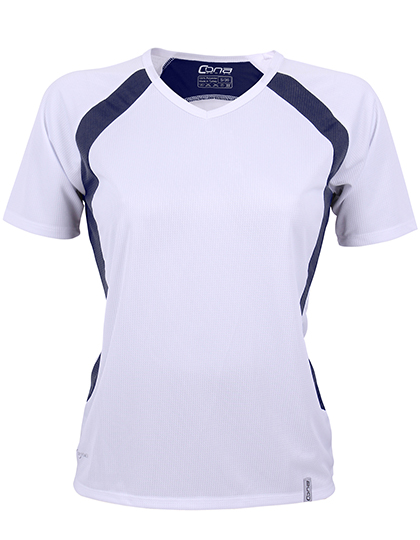 Ladies´ Pace Tech Tee White / Navy XL