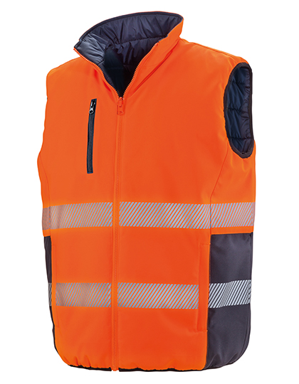 Reversible Soft Padded Safety Gilet Fluorescent Orange / Navy 4XL