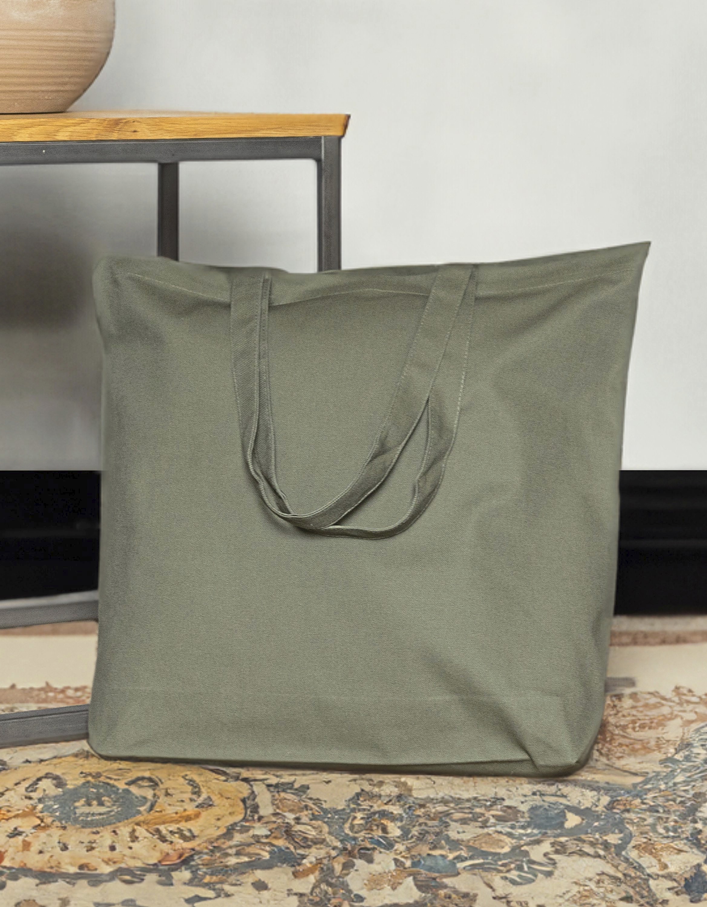 Organic Canvas Carrier Bag Medium Long Handle London 02