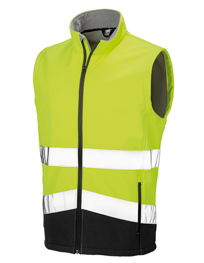Printable Safety Softshell Gilet Fluorescent Yellow / Black 4XL