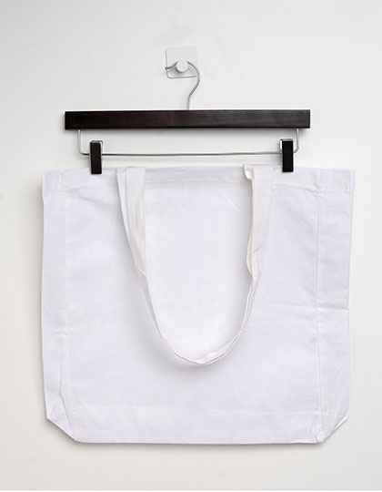 Cotton Bag Side Fold Long Handles White 38 x 42 x 10 cm