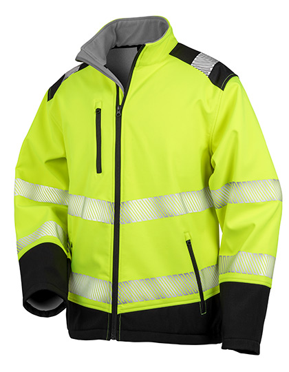 Printable Ripstop Safety Softshell Jacket Fluorescent Yellow / Black 4XL