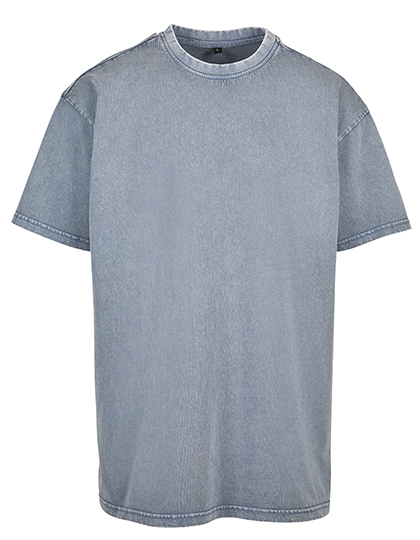 Build Your Brand Acid Washed Heavy Oversize Tee Vintage Blue 5XL