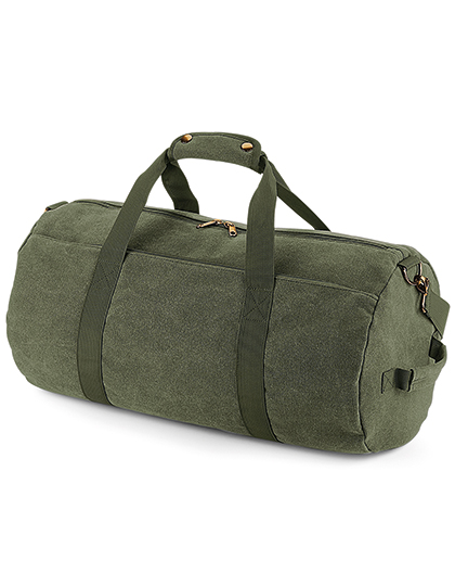 Vintage Canvas Barrel Bag Vintage Military Green 49 x 28 x 28 cm