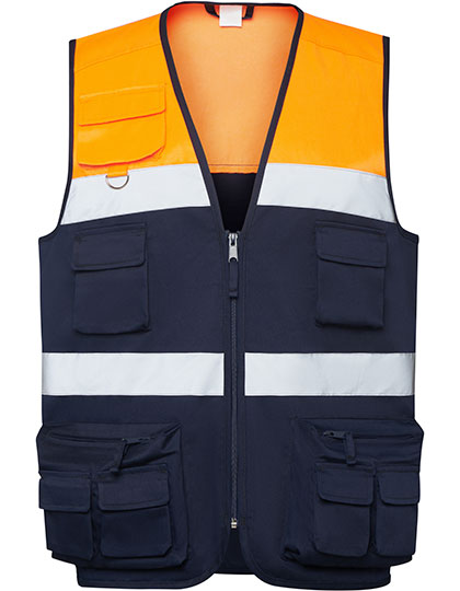 High visibility Multi-Pocket Vest Beta Navy Blue 55 / Fluor Orange 223 XXL