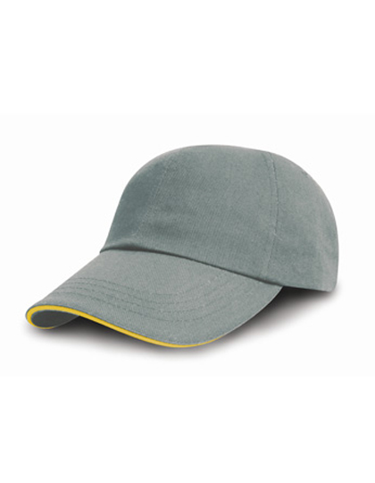 Brushed Cotton Decorators Cap With Sandwich Peak Heather Grey / Amber One Size