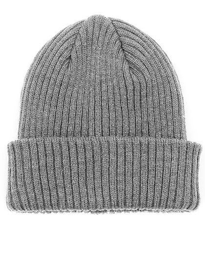 POLYLANA® Rib Beanie With Cuff Grey Melange One Size