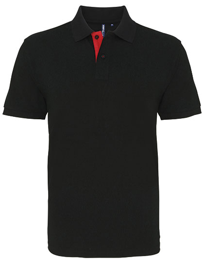 Herren Classic-Fit Kontrast-Poloshirt Black / Red 3XL