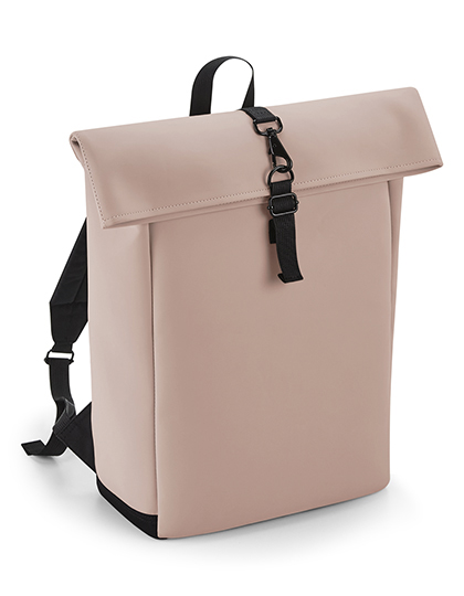 Matte PU Roll-Top Backpack Nude Pink 28 x 43 x 13 cm