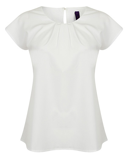 Ladies´ Pleat Front Short Sleeve Blouse White 4XL