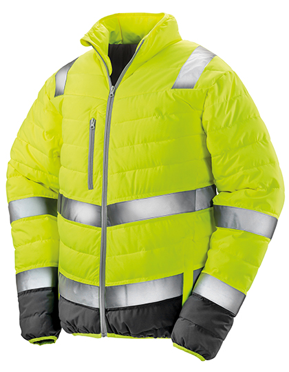 Men´s Soft Padded Safety Jacket Fluorescent Yellow / Grey 4XL
