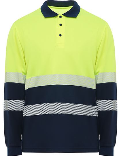 Polo Shirt Vega Long Sleeve Navy Blue 55 / Fluor Yellow 221 XXL