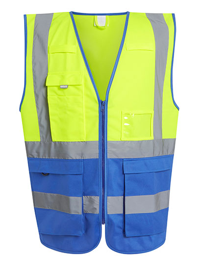 Pro Hi-Vis Executive Vest Yellow / Royal Blue 3XL