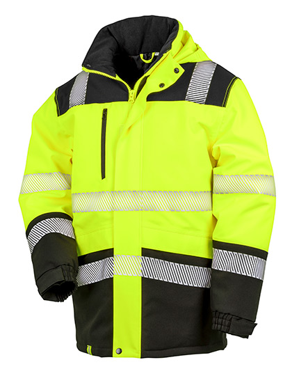 Printable Waterproof Softshell Safety Coat Fluorescent Yellow / Black 4XL