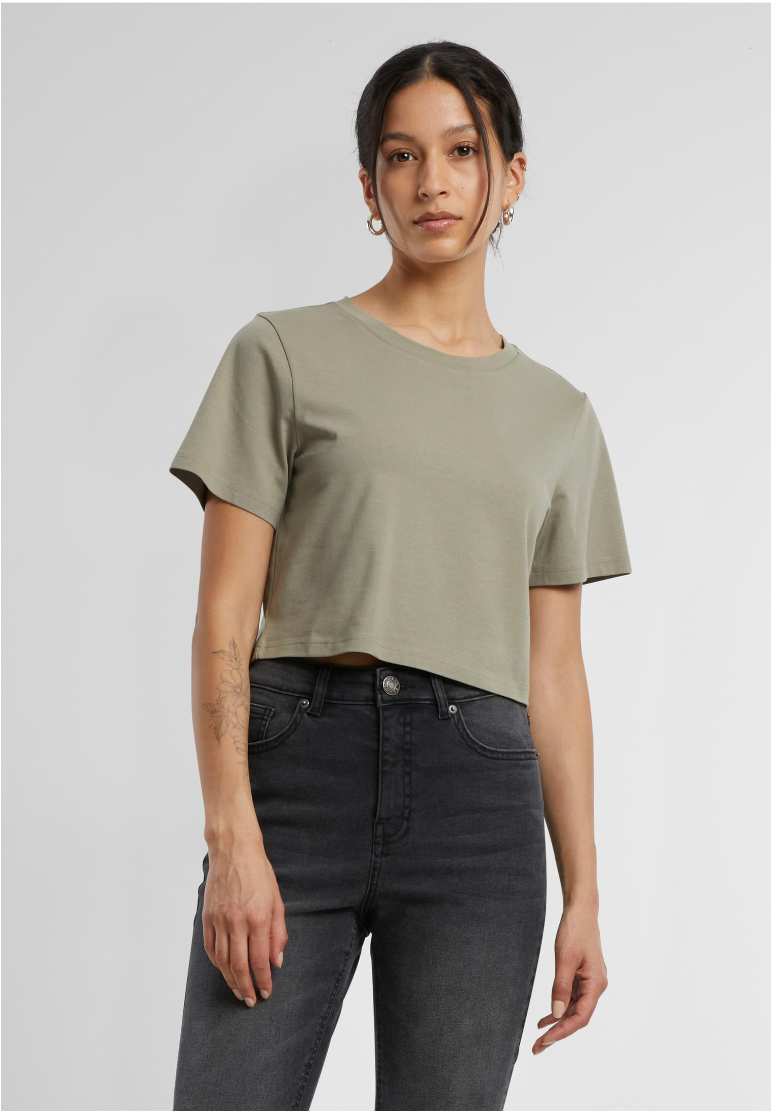 Build Your Brand Damen Cropped Tee