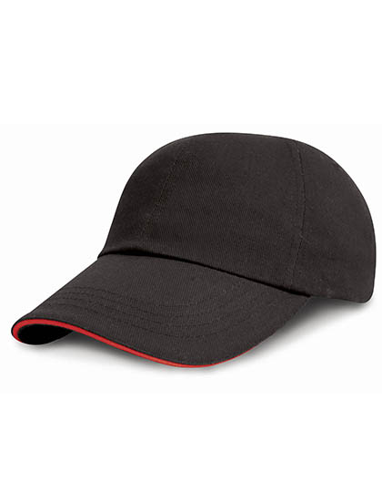 Junior Heavy Brushed Cotton Cap Black / Red One Size