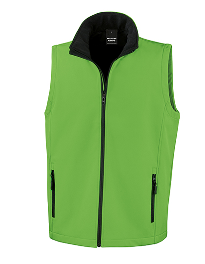 Men's Printable Softshell Bodywarmer with Recycled Fleece Inner Vivid Green / Black 4XL