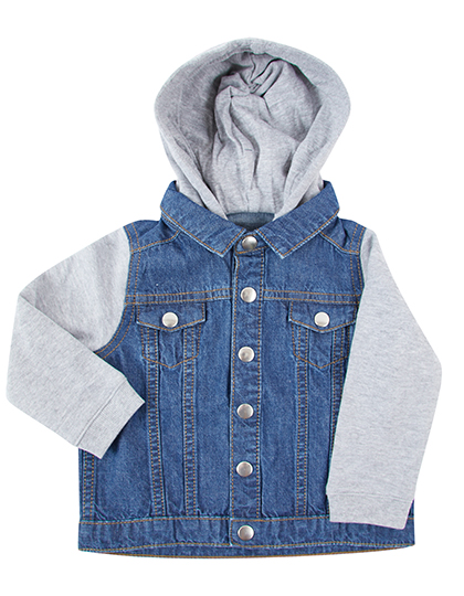 Denim Jacket With Fleece Hood And Sleeves Blue Denim 5-6 years