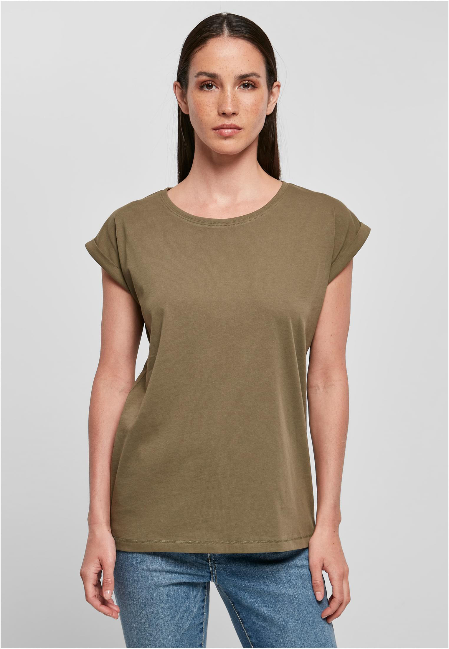 Build Your Brand Damen Organic Extended Shoulder Tee