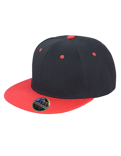Bronx Original Flat Peak Snapback Dual Colour Cap Black / Red One Size