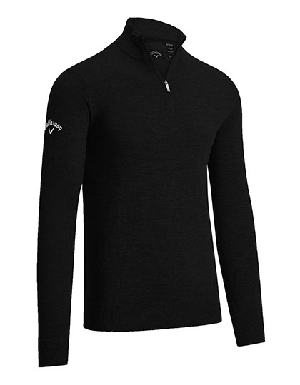 Men´s 1/4 Zipped Merino Sweater Black Onyx 3XL