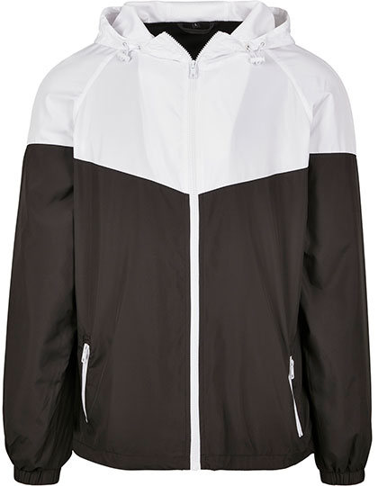 Build Your Brand 2-Tone Tech Windrunner Black / White 5XL