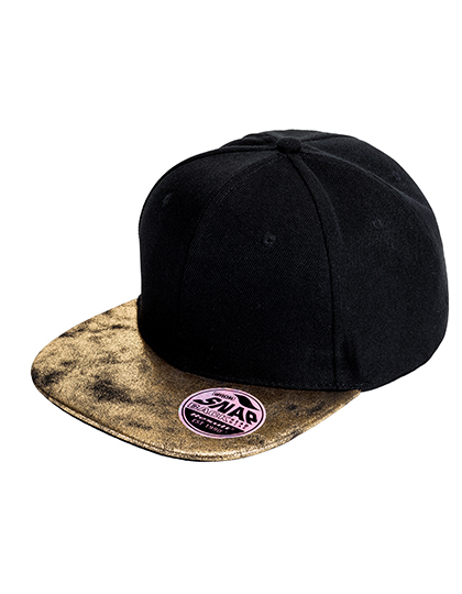 Bronx Flat Glitter Peak Snapback Cap Black / Gold One Size