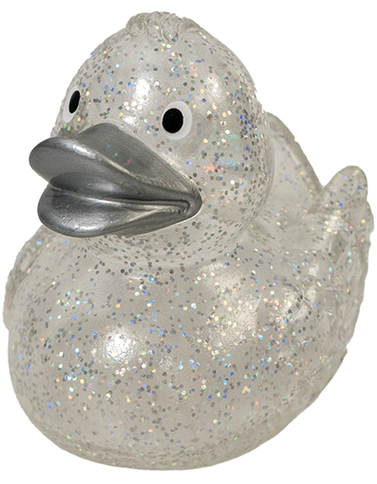 Schnabels® Quietsche-Ente Glitzer Transparent / Silver 80 mm