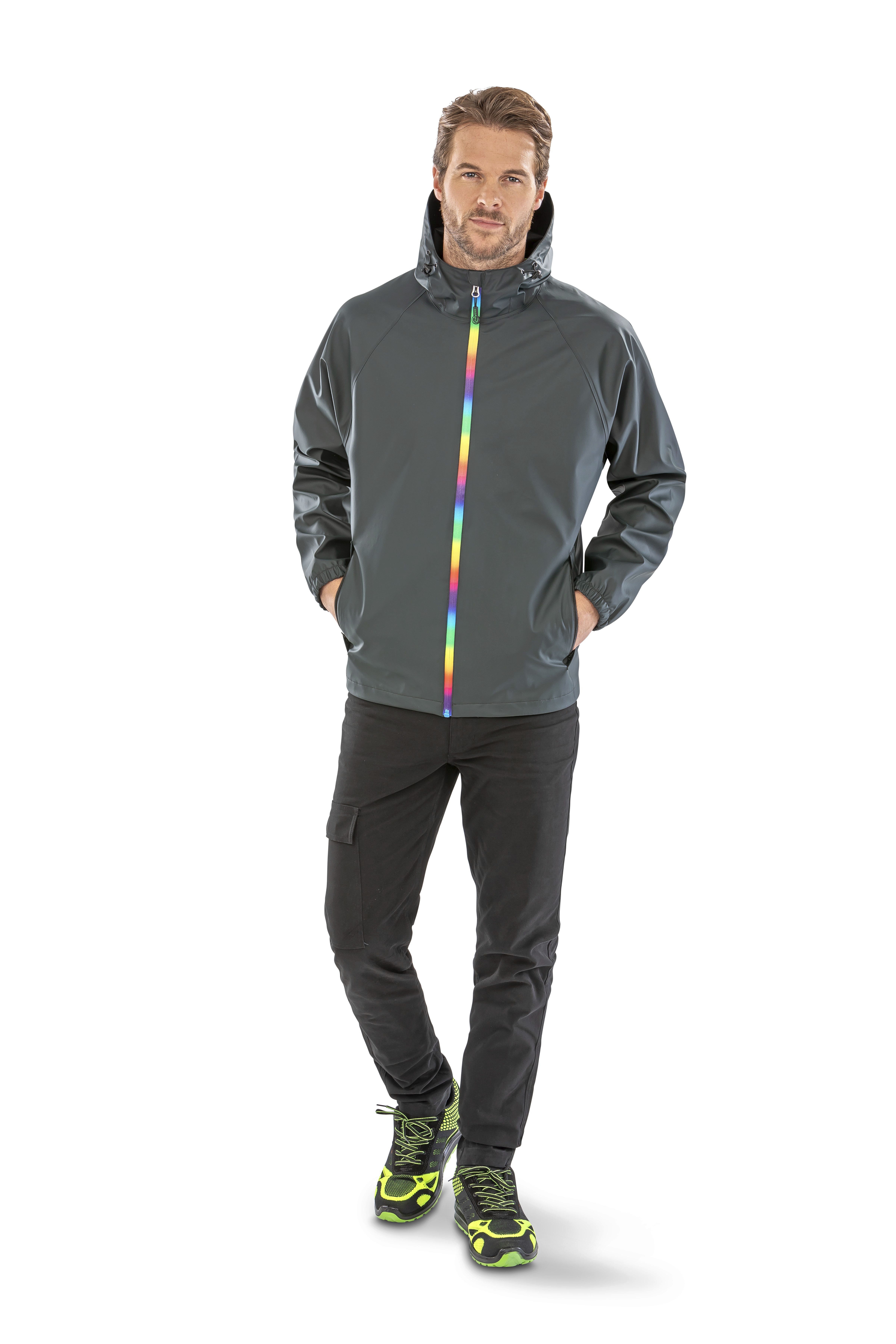 Rainbow Prism PU Waterproof Jacket With Recycled Backing
