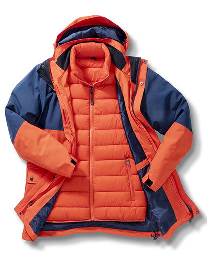 Recycled 3-In-1 Padded Ripstop Jacket Orange / Navy 4XL